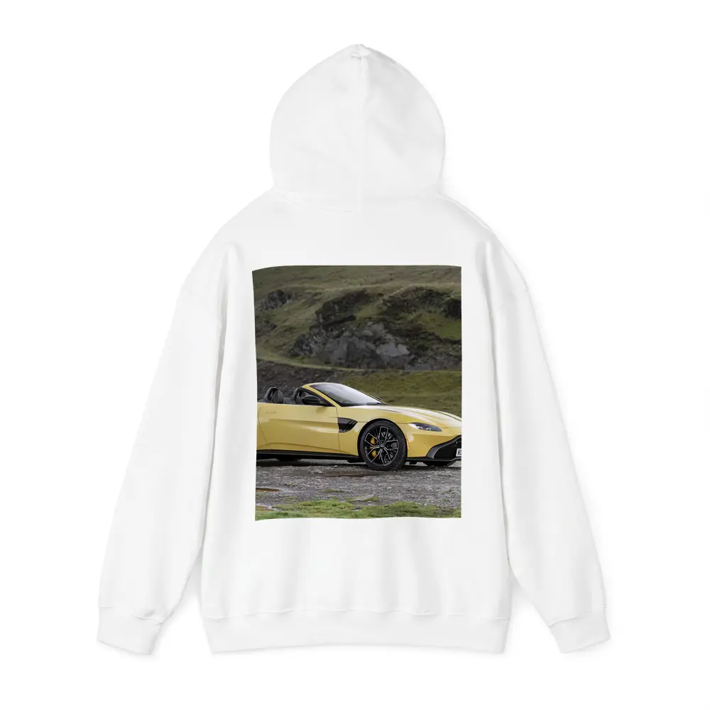 Aston Martin Vantage Roadster Yellow Rocky Landscape – Hoodies