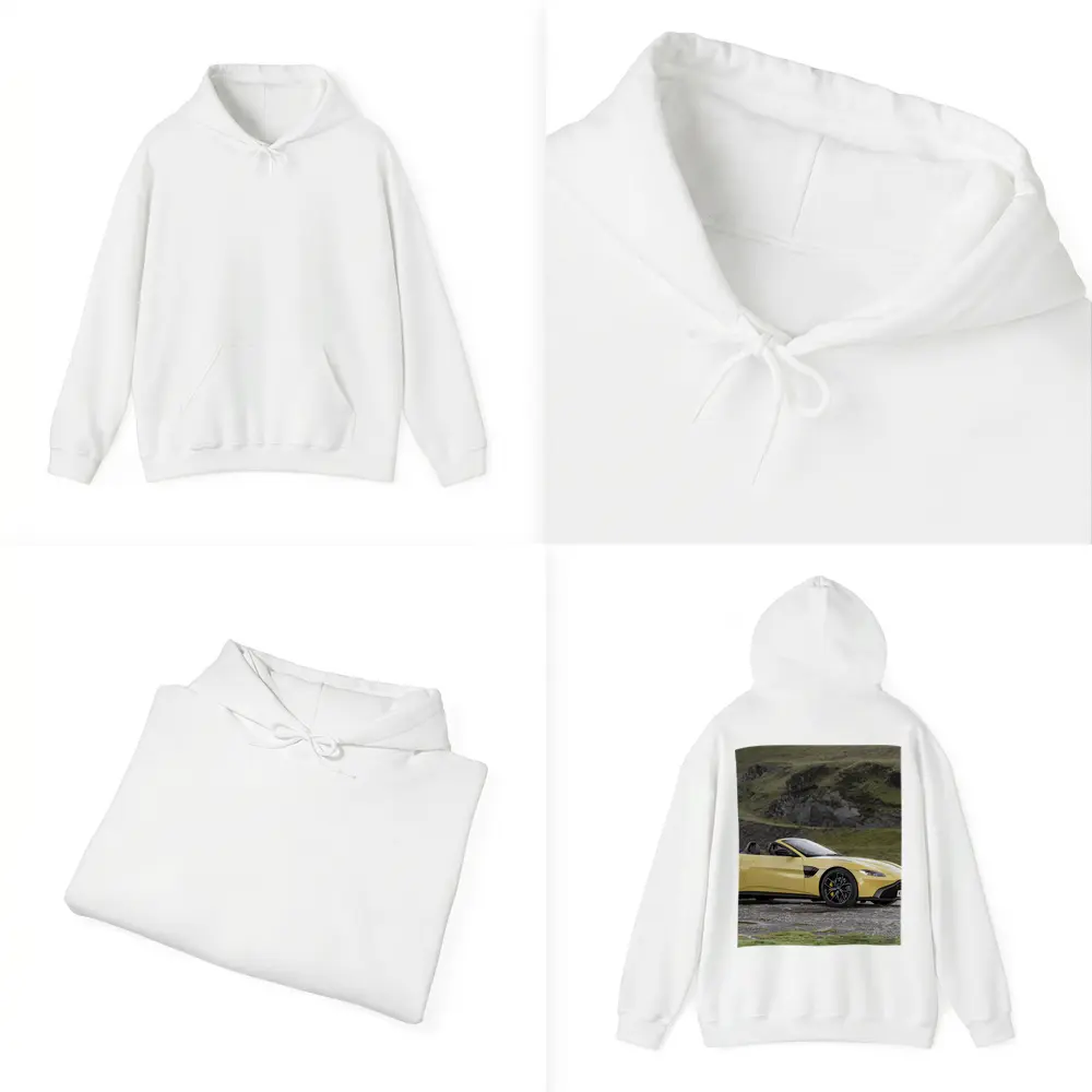 Aston Martin Vantage Roadster Yellow Rocky Landscape – Hoodies