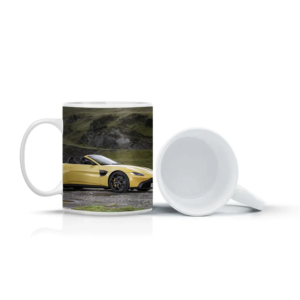 Aston Martin Vantage Roadster Yellow Rocky Landscape – Mugs