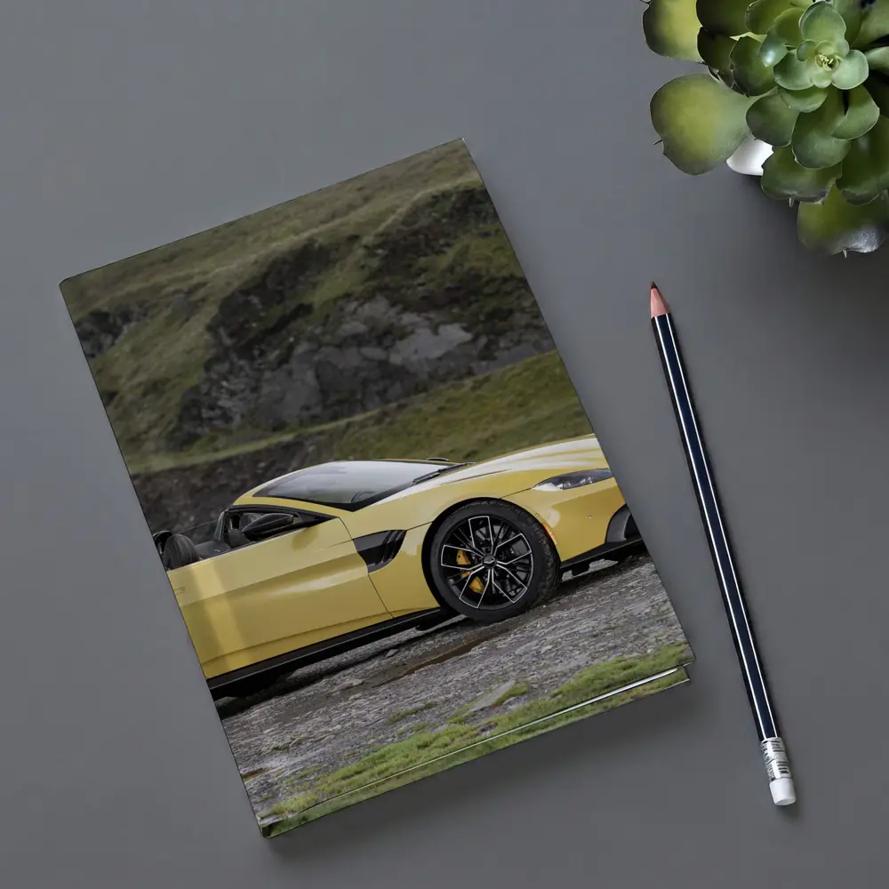 Aston Martin Vantage Roadster Yellow Rocky Landscape – Notebooks