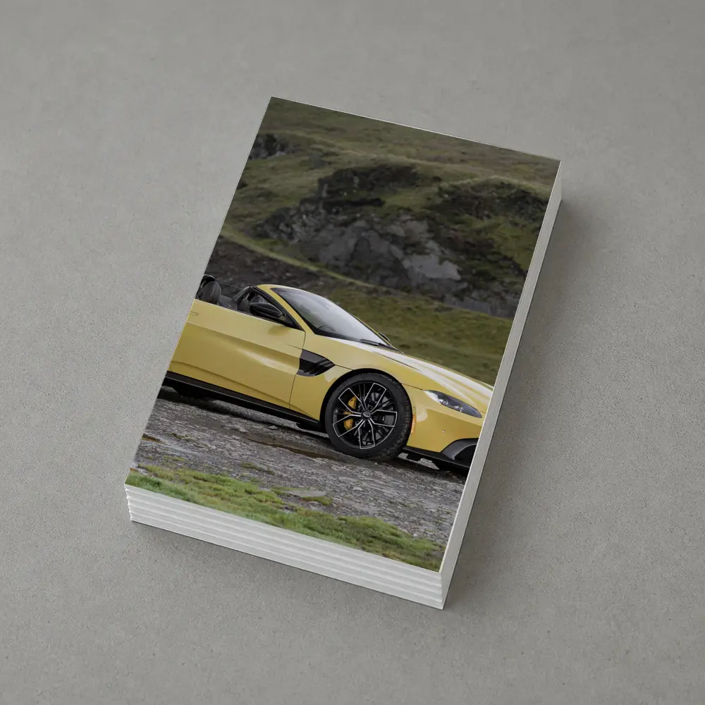 Aston Martin Vantage Roadster Yellow Rocky Landscape – Postcards