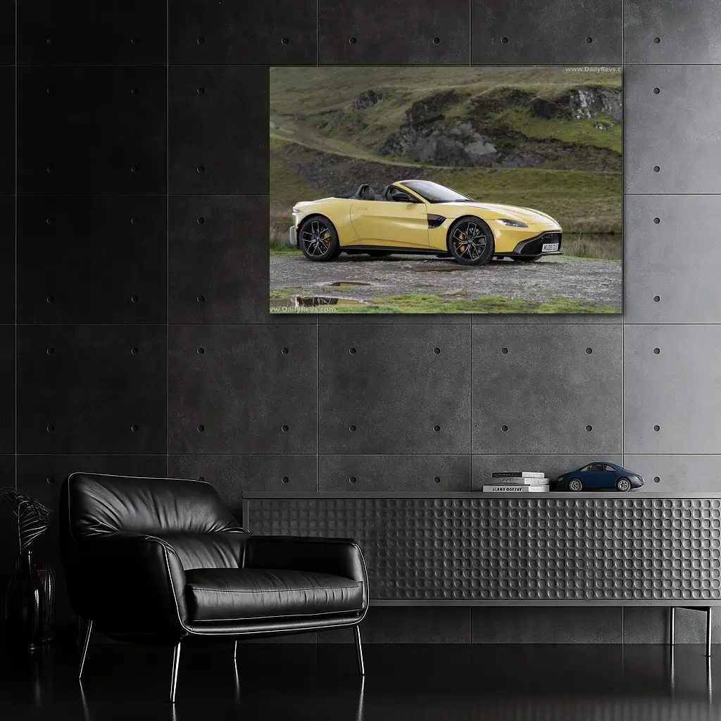 Aston Martin Vantage Roadster Yellow Rocky Landscape – Wall Art