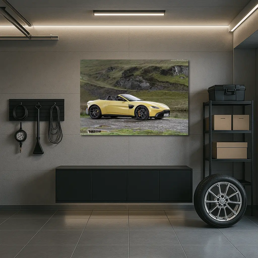 Aston Martin Vantage Roadster Yellow Rocky Landscape – Wall Art