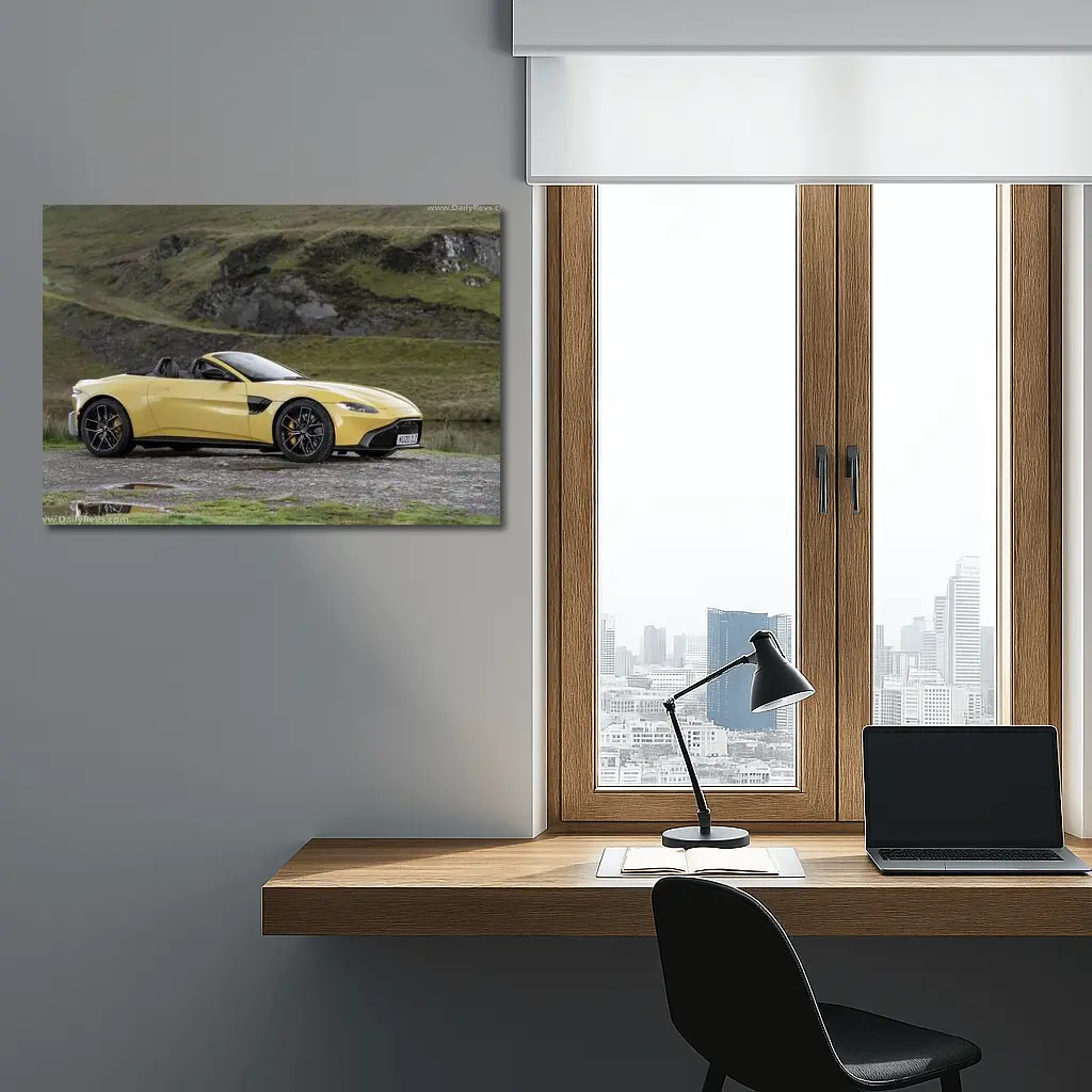Aston Martin Vantage Roadster Yellow Rocky Landscape – Wall Art