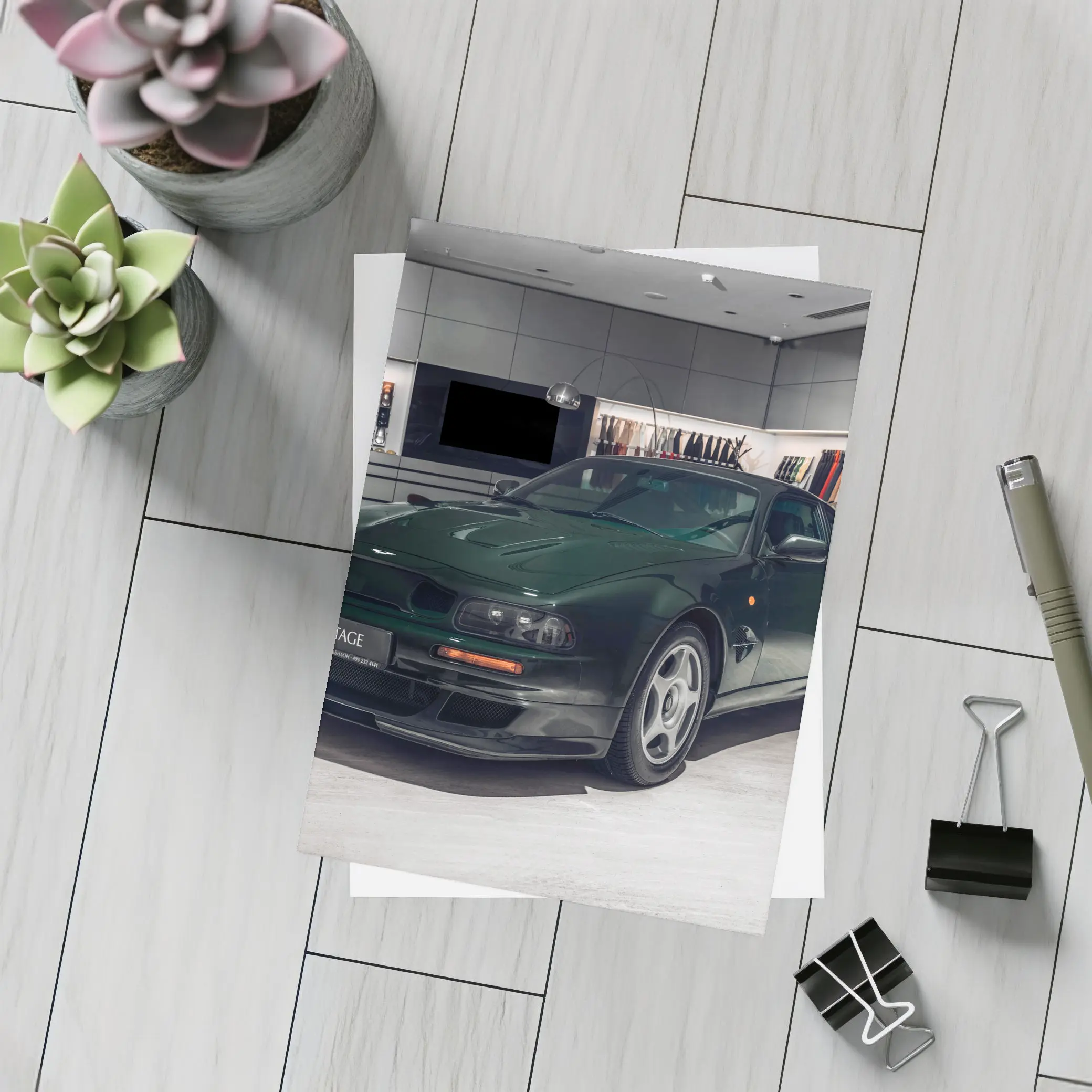 Aston Martin Vantage Green Showroom Display – Postcards