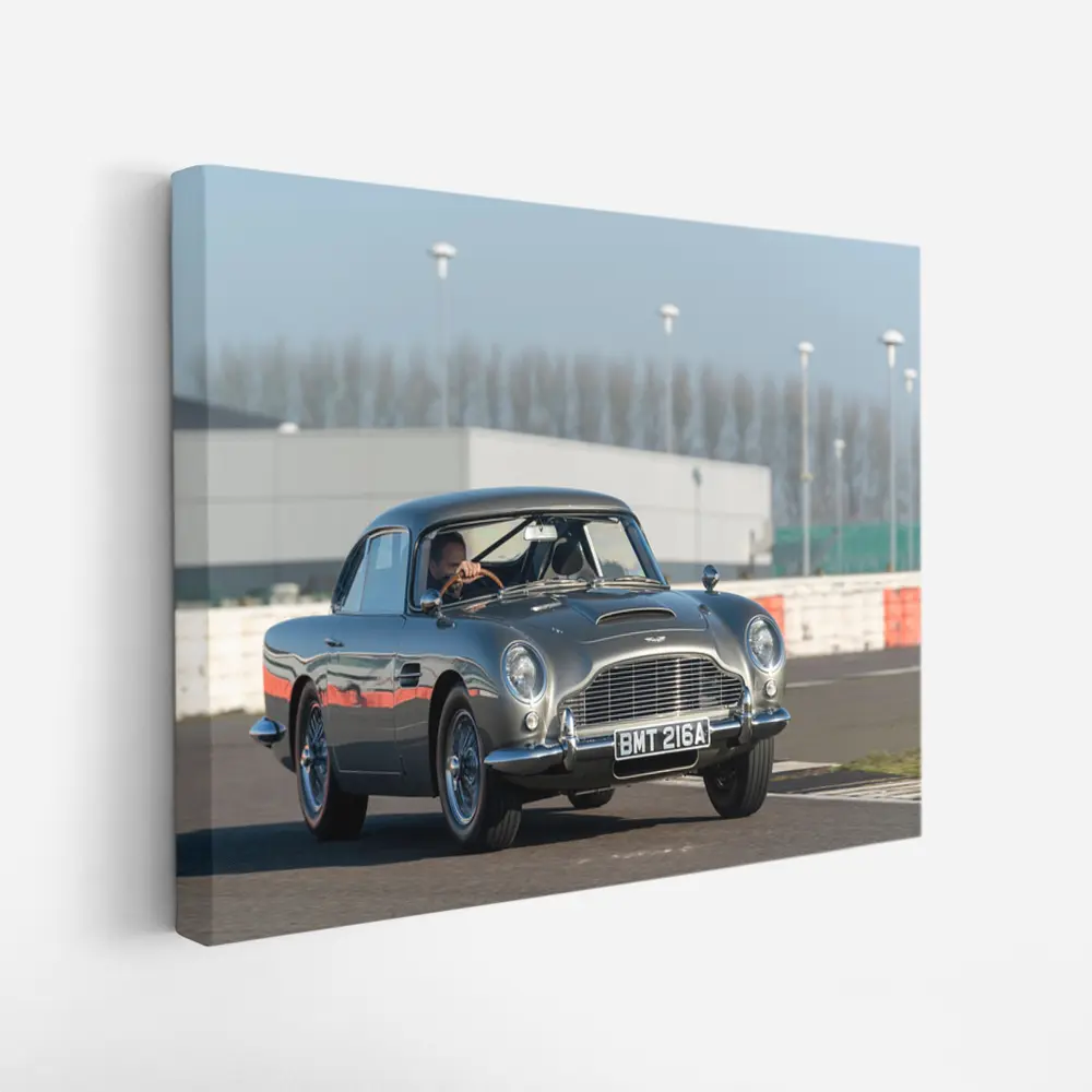 Aston Martin DB5 Classic Car on Track – Wall Art
