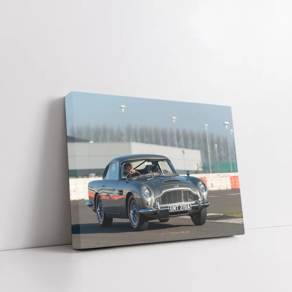 Aston Martin DB5 Classic Car on Track – Wall Art