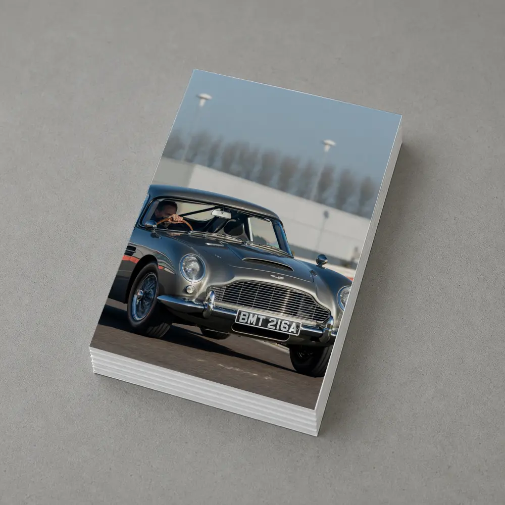 Aston Martin DB5 Classic Car on Track – Postcards