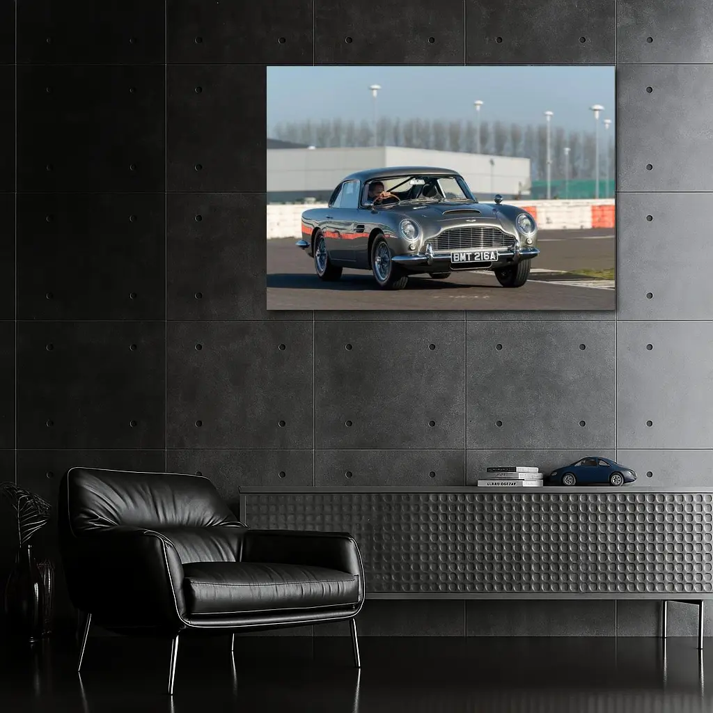 Aston Martin DB5 Classic Car on Track – Wall Art
