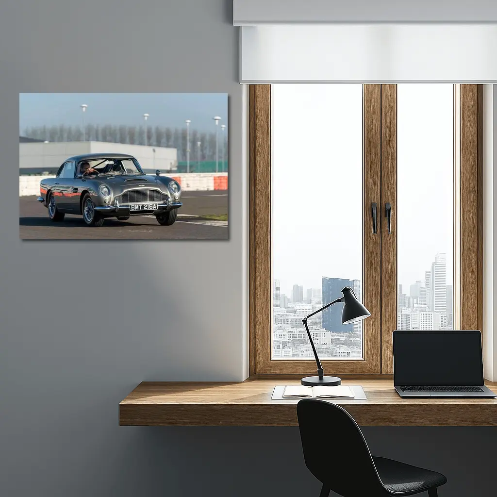 Aston Martin DB5 Classic Car on Track – Wall Art