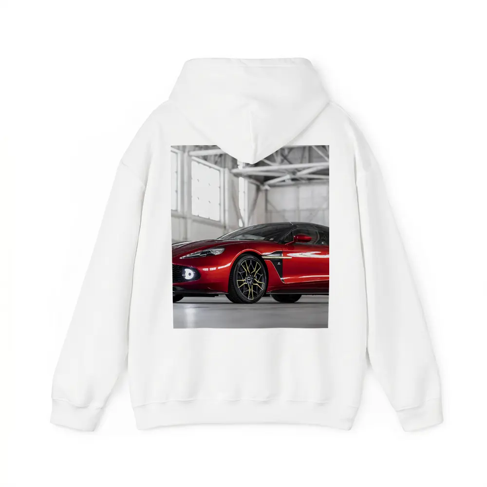 Aston Martin Vanquish Red Indoor Garage Setting – Hoodies