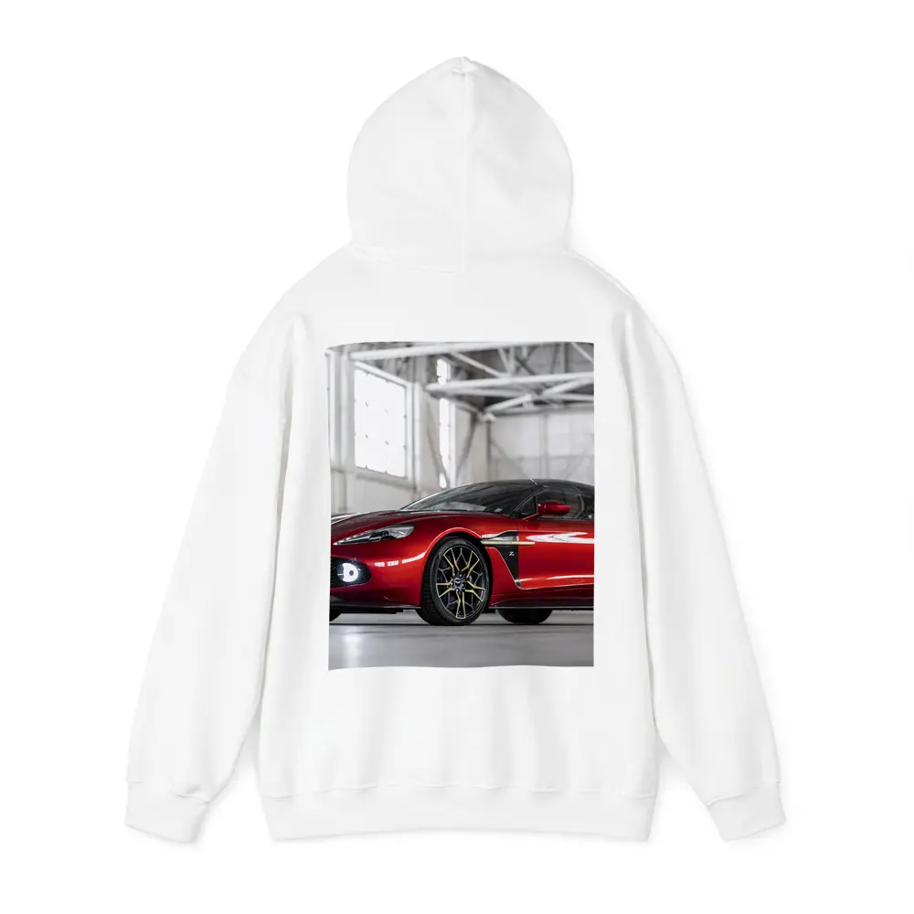 Aston Martin Vanquish Red Indoor Garage Setting – Hoodies