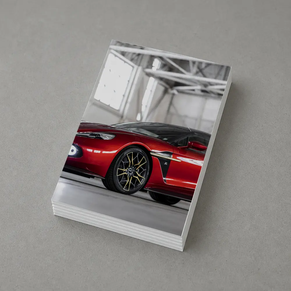 Aston Martin Vanquish Red Indoor Garage Setting – Postcards