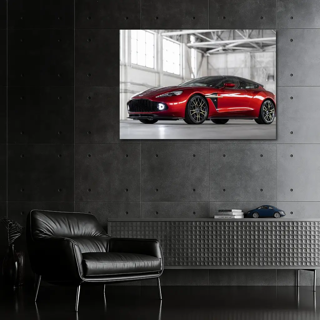 Aston Martin Vanquish Red Indoor Garage Setting – Wall Art