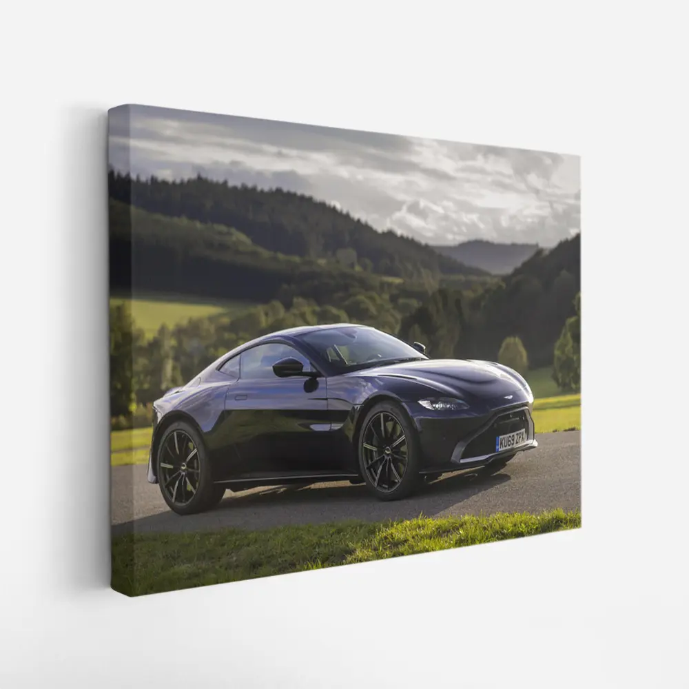 Aston Martin Vantage Dark Blue Rolling Hills – Wall Art