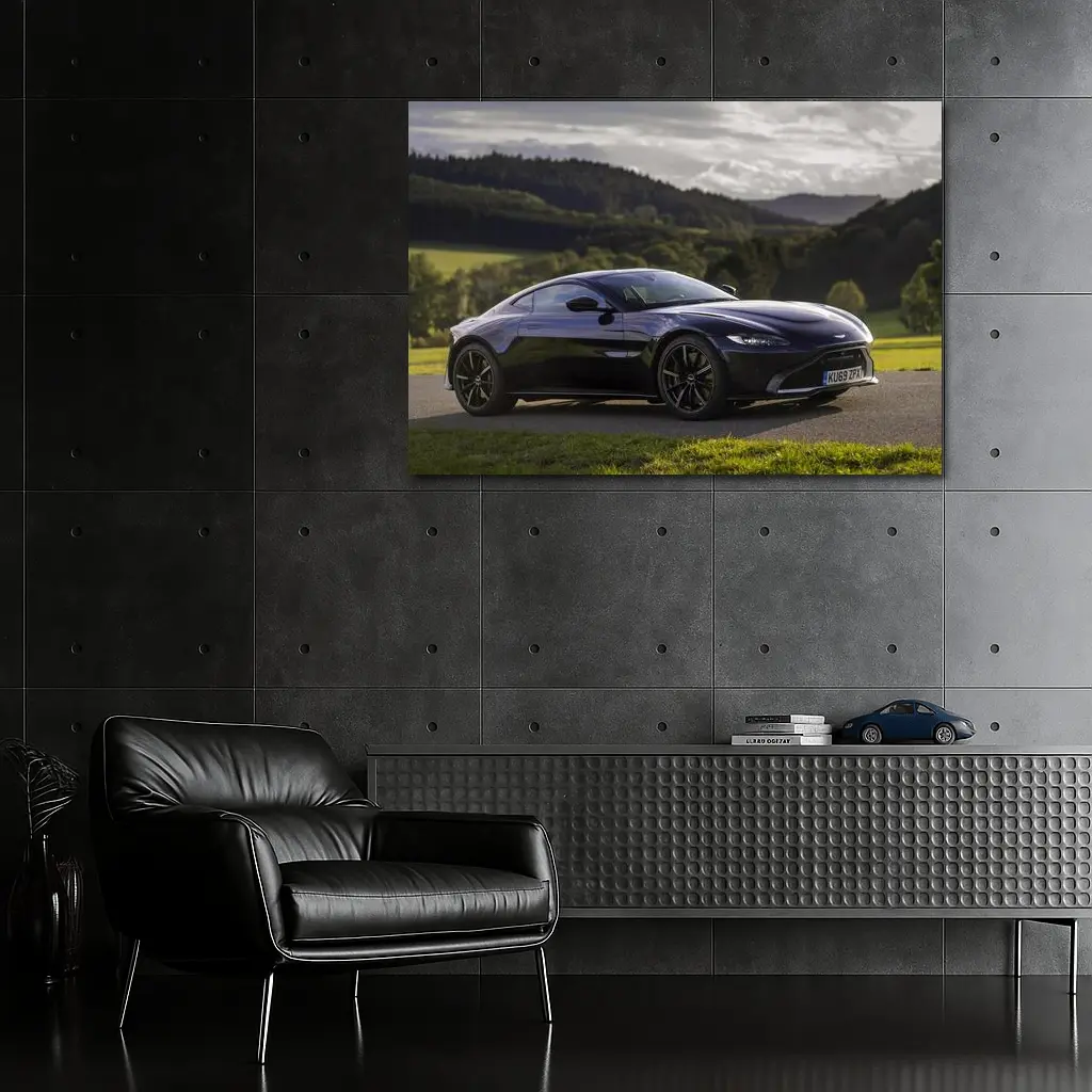 Aston Martin Vantage Dark Blue Rolling Hills – Wall Art