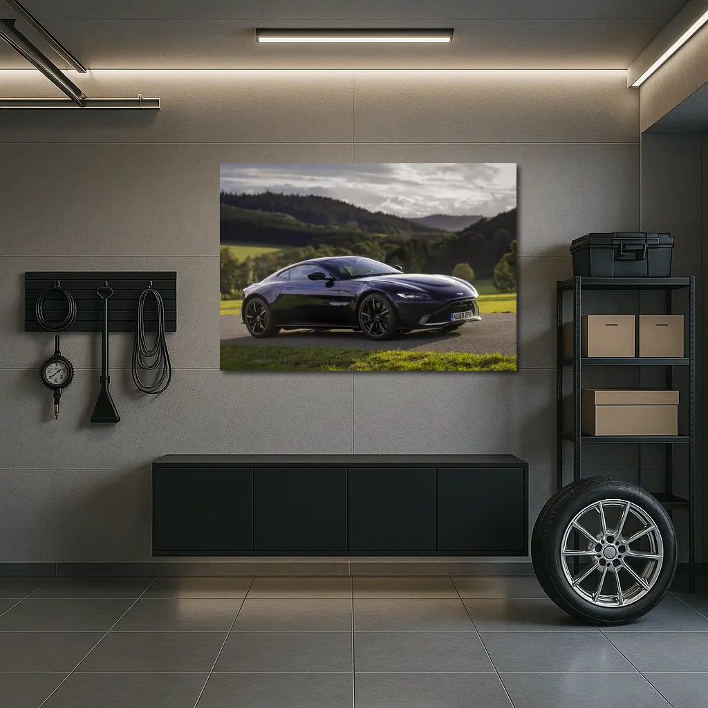 Aston Martin Vantage Dark Blue Rolling Hills – Wall Art