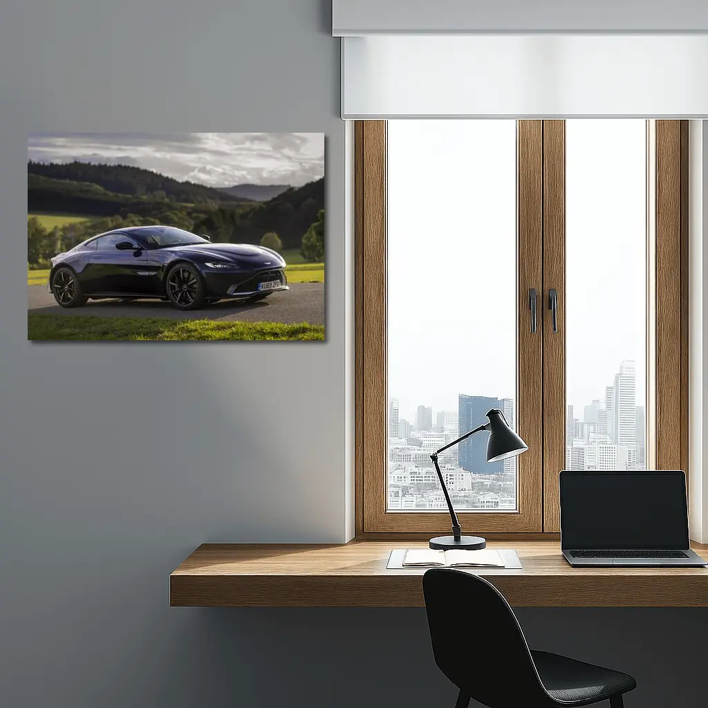 Aston Martin Vantage Dark Blue Rolling Hills – Wall Art