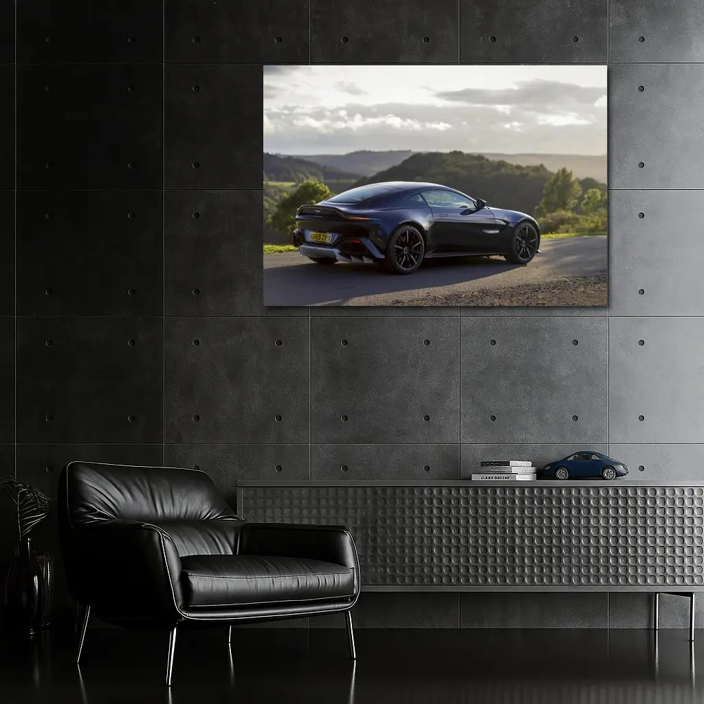 Aston Martin Vantage Dark Countryside Rolling Hills – Wall Art