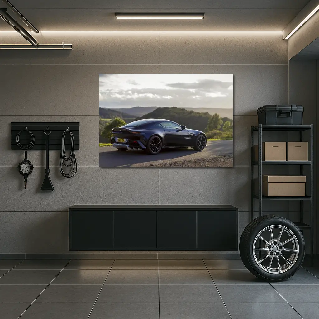 Aston Martin Vantage Dark Countryside Rolling Hills – Wall Art