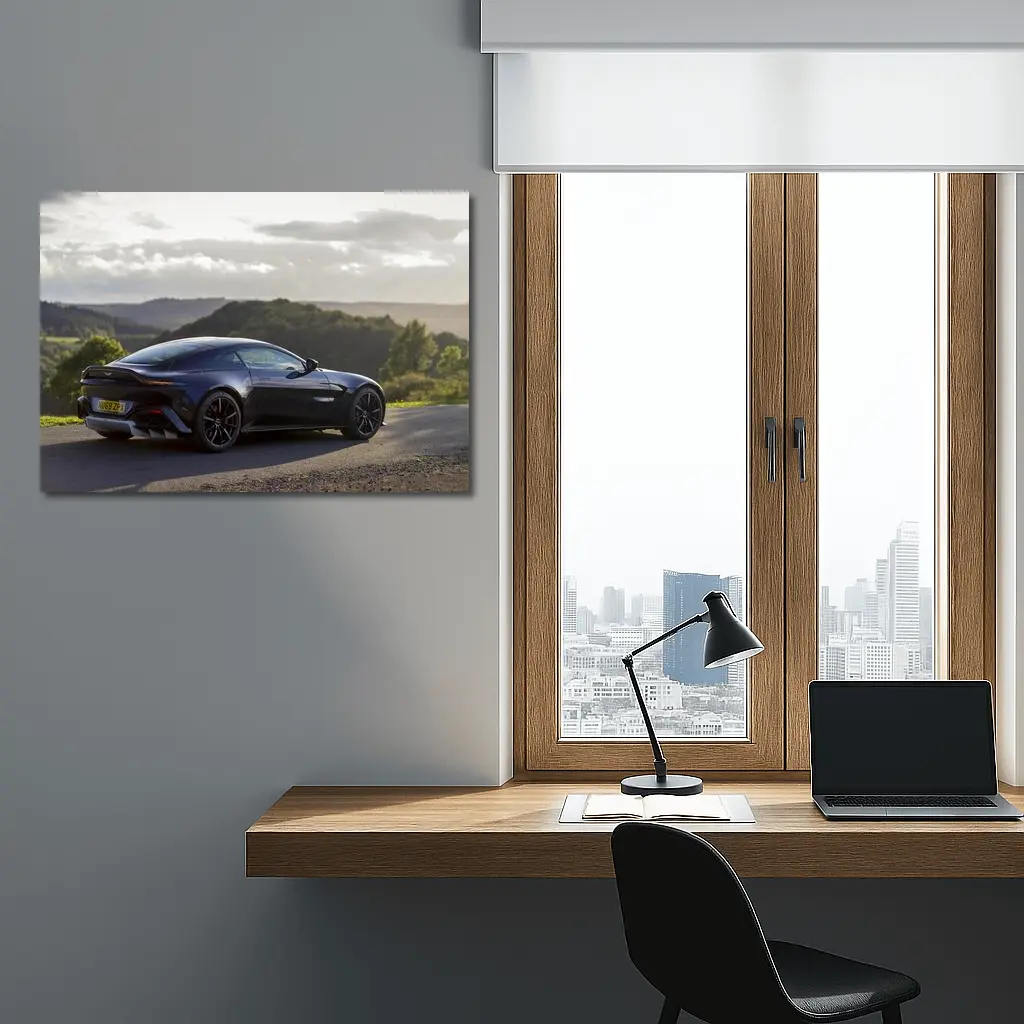 Aston Martin Vantage Dark Countryside Rolling Hills – Wall Art