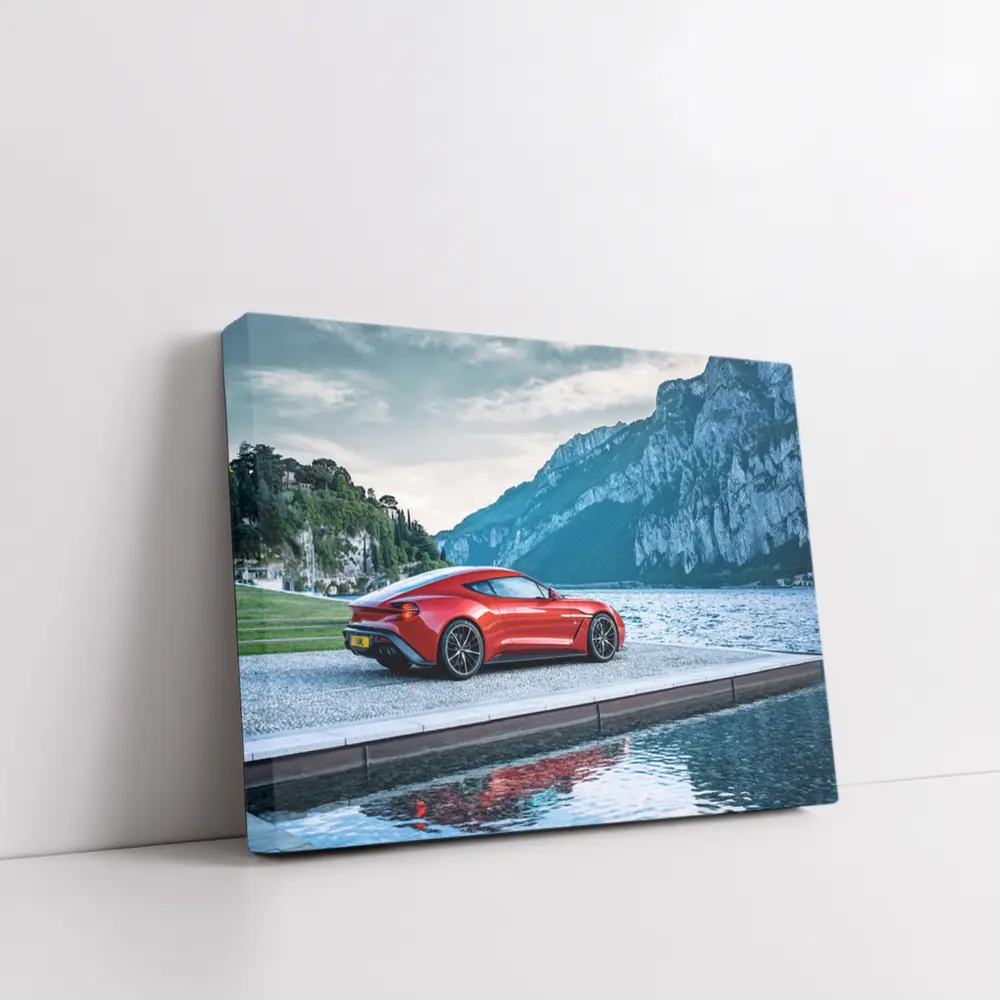 Aston Martin Vanquish Zagato Red Lakeside Mountains – Wall Art