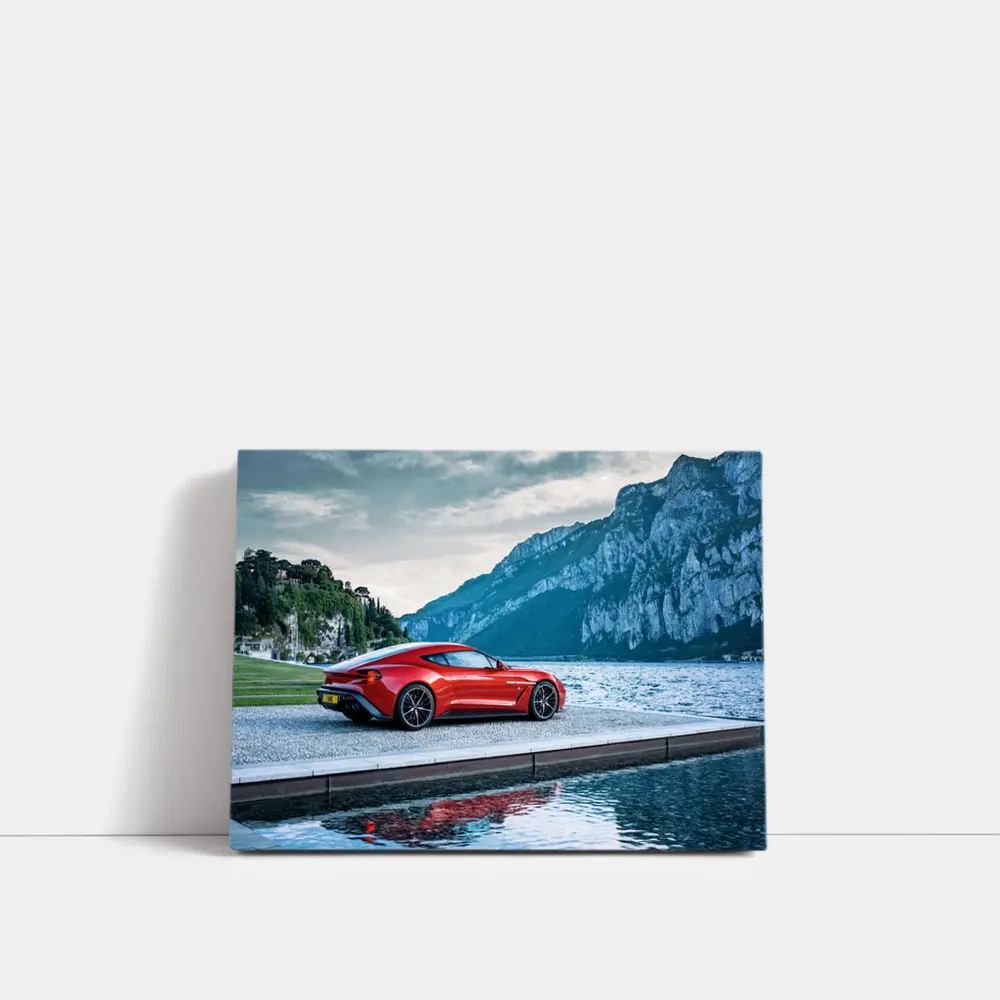 Aston Martin Vanquish Zagato Red Lakeside Mountains – Wall Art