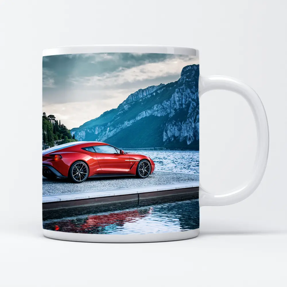 Aston Martin Vanquish Zagato Red Lakeside Mountains – Mugs