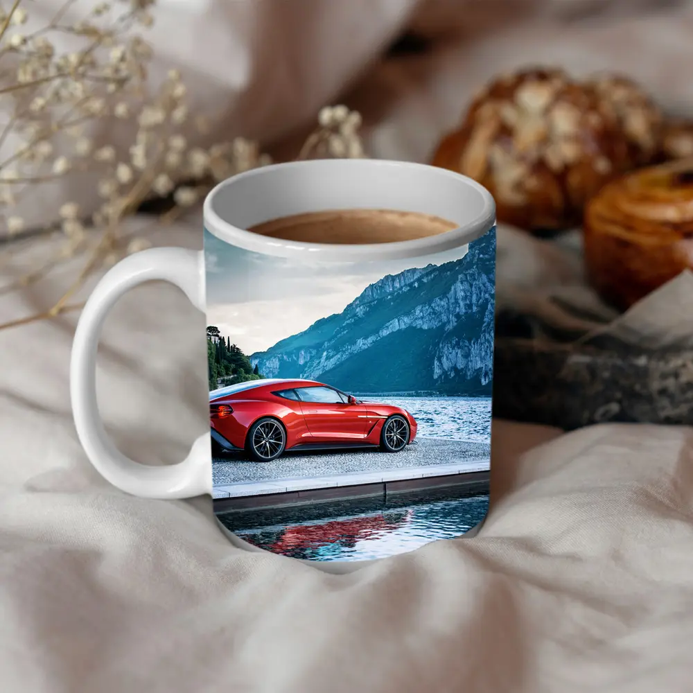 Aston Martin Vanquish Zagato Red Lakeside Mountains – Mugs