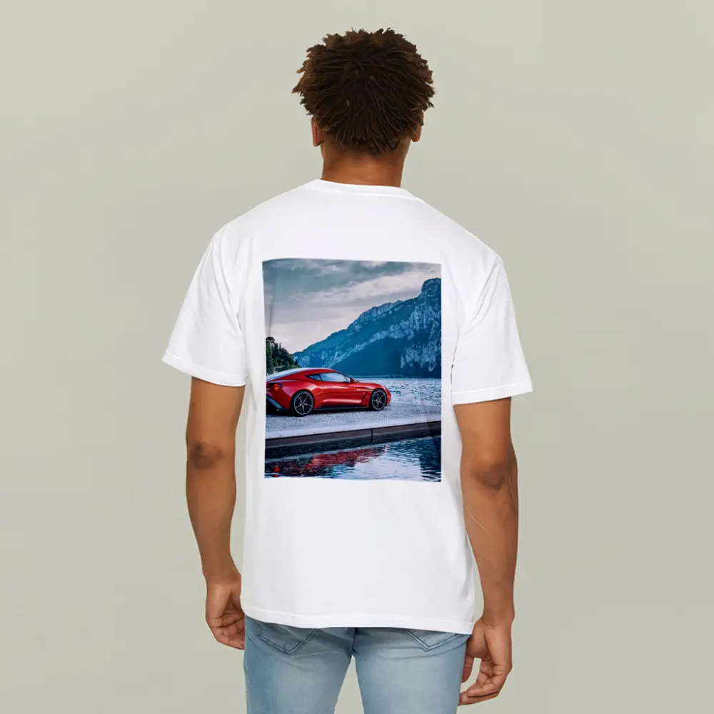 Aston Martin Vanquish Zagato Red Lakeside Mountains – T-Shirts