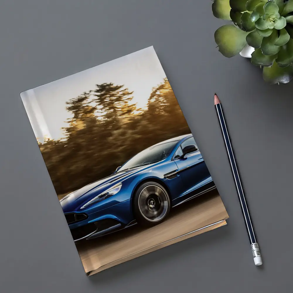 Aston Martin Vanquish Blue Speeding Road – Notebooks