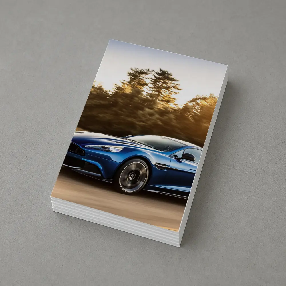Aston Martin Vanquish Blue Speeding Road – Postcards