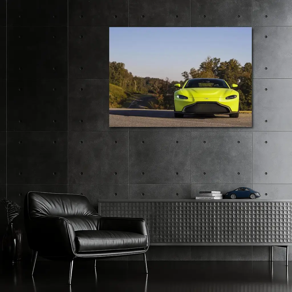 Aston Martin Vantage Lime Green Road Front – Wall Art