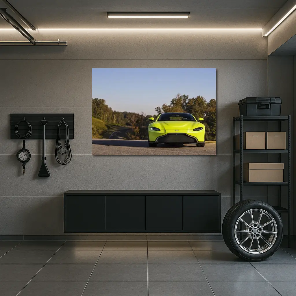 Aston Martin Vantage Lime Green Road Front – Wall Art