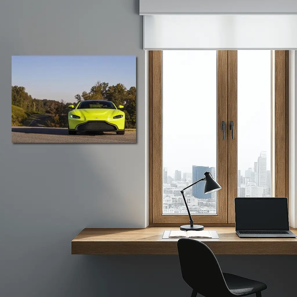 Aston Martin Vantage Lime Green Road Front – Wall Art