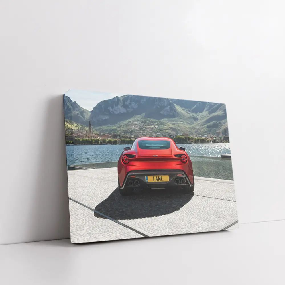 Aston Martin Vanquish Zagato Red Lakeside Mountains – Wall Art