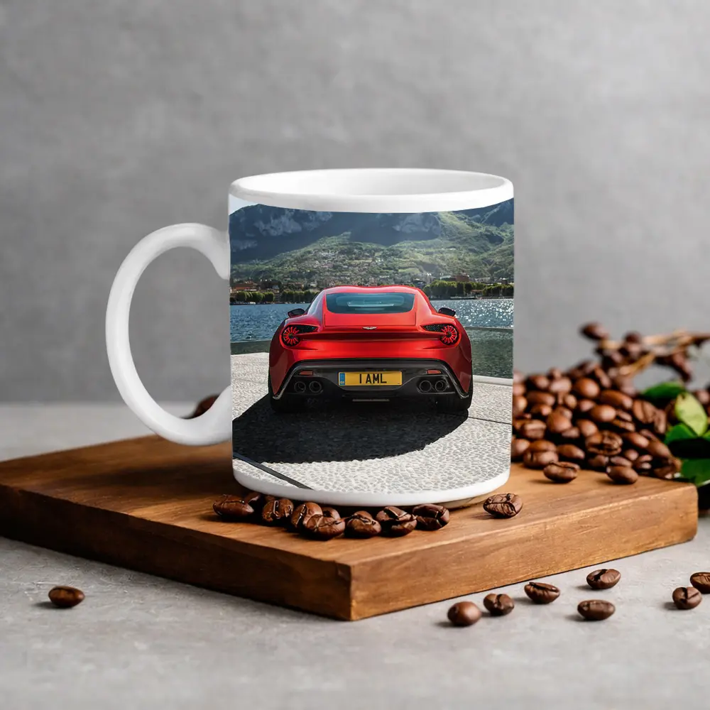 Aston Martin Vanquish Zagato Red Lakeside Mountains – Mugs