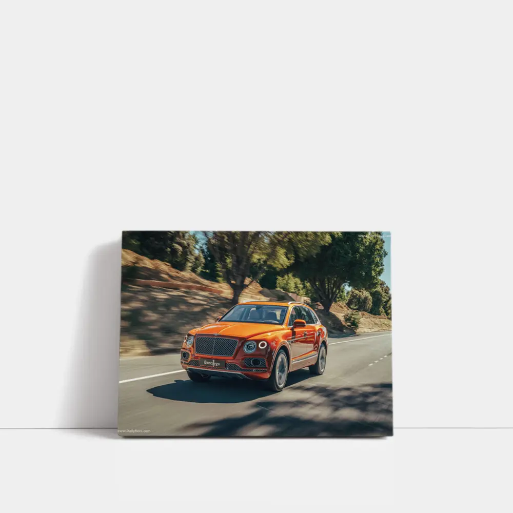 Bentley Bentayga Hybrid Orange On Road – Wall Art