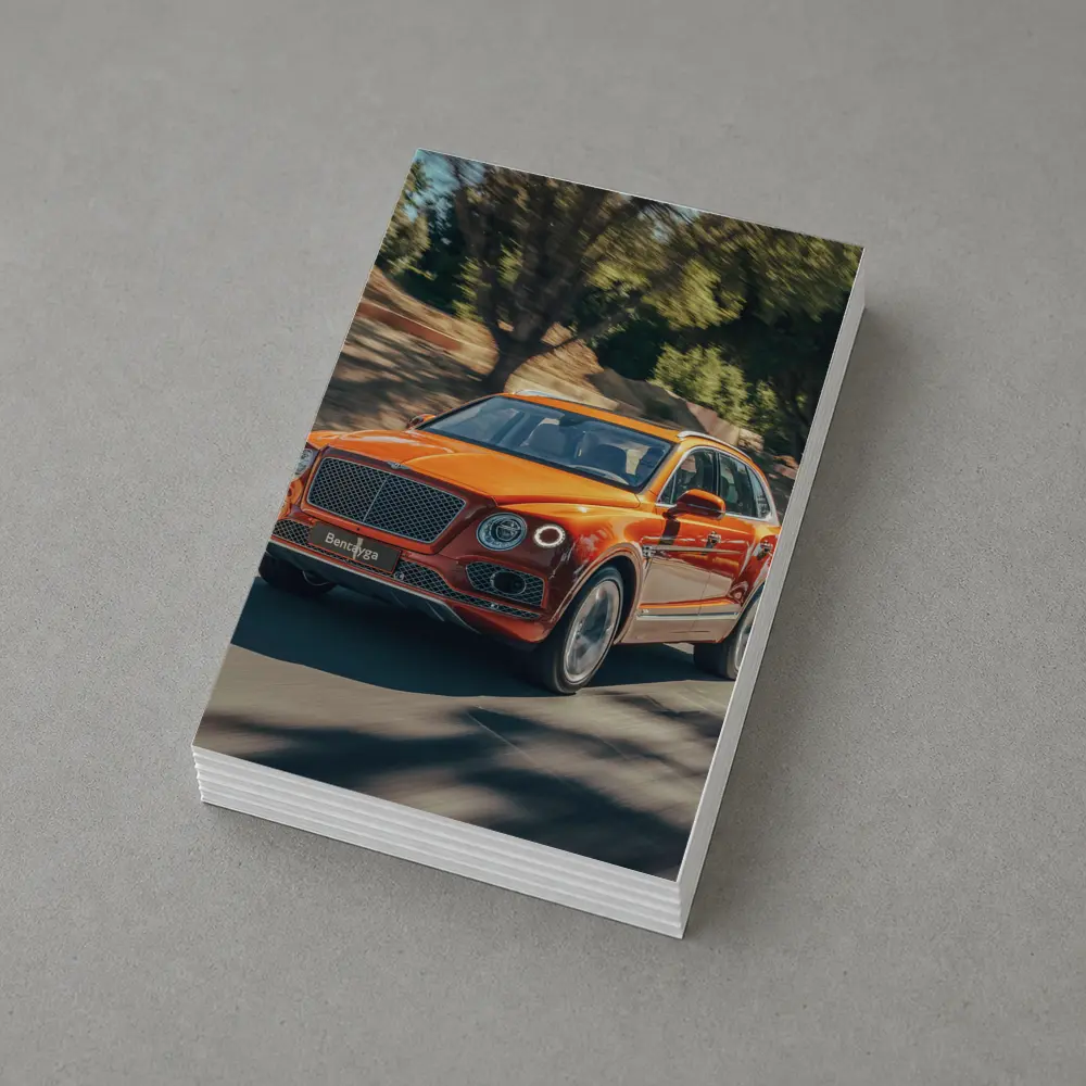 Bentley Bentayga Hybrid Orange On Road – Postcards