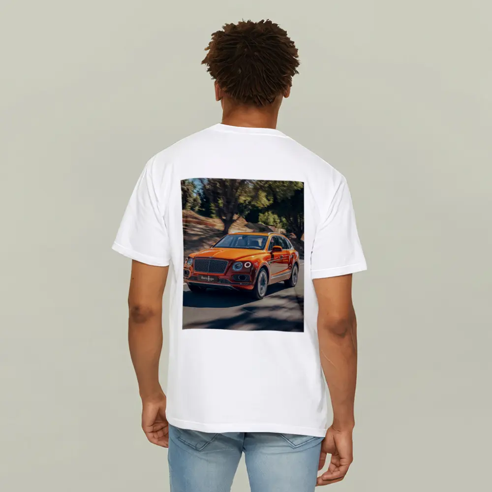Bentley Bentayga Hybrid Orange On Road – T-Shirts