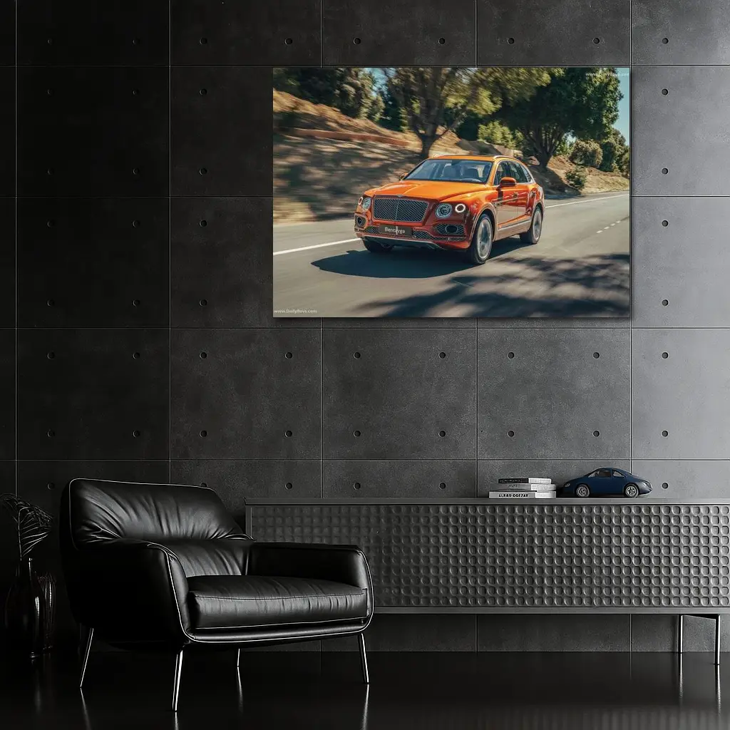 Bentley Bentayga Hybrid Orange On Road – Wall Art