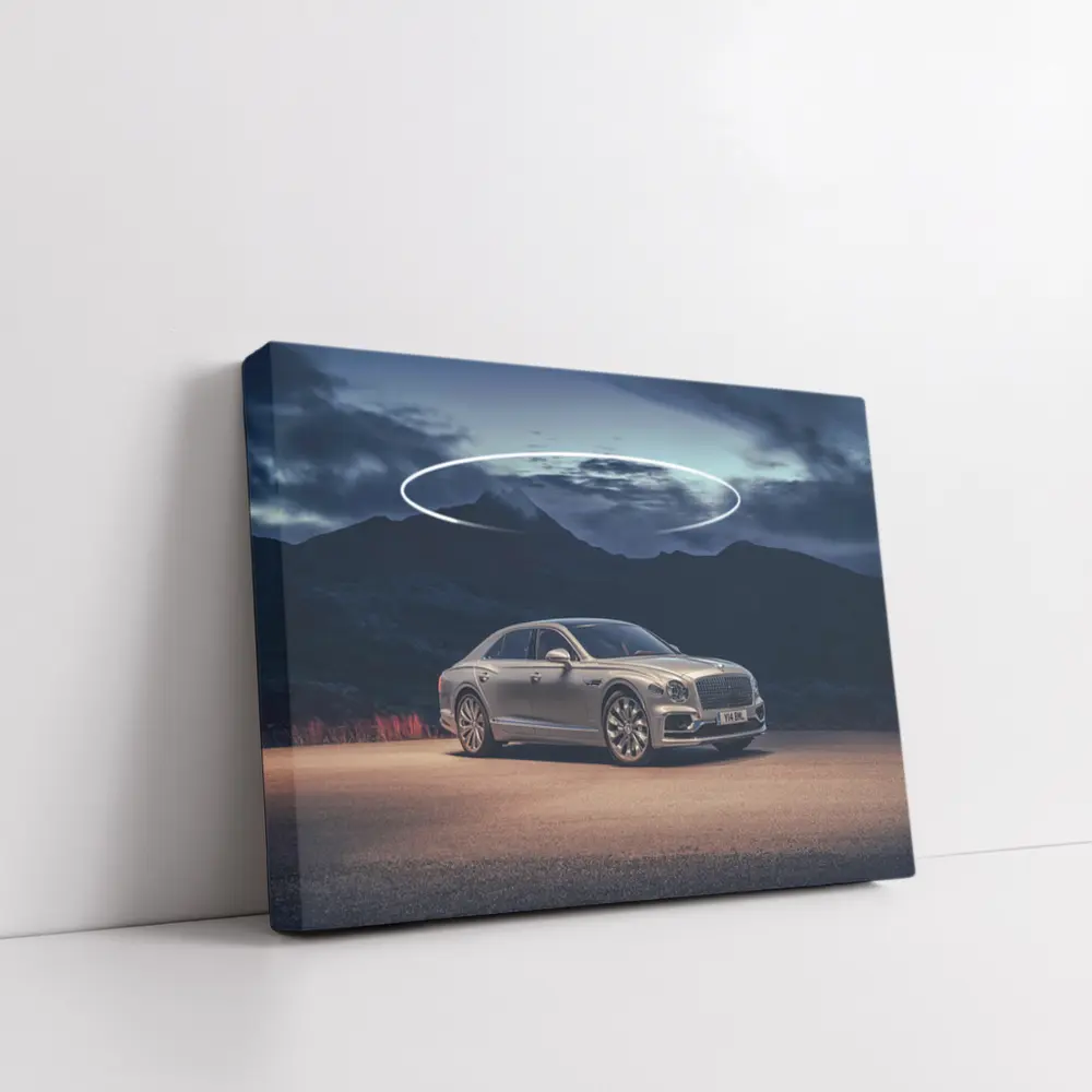 Bentley Flying Spur Silver Mountain Night Scene – Wall Art
