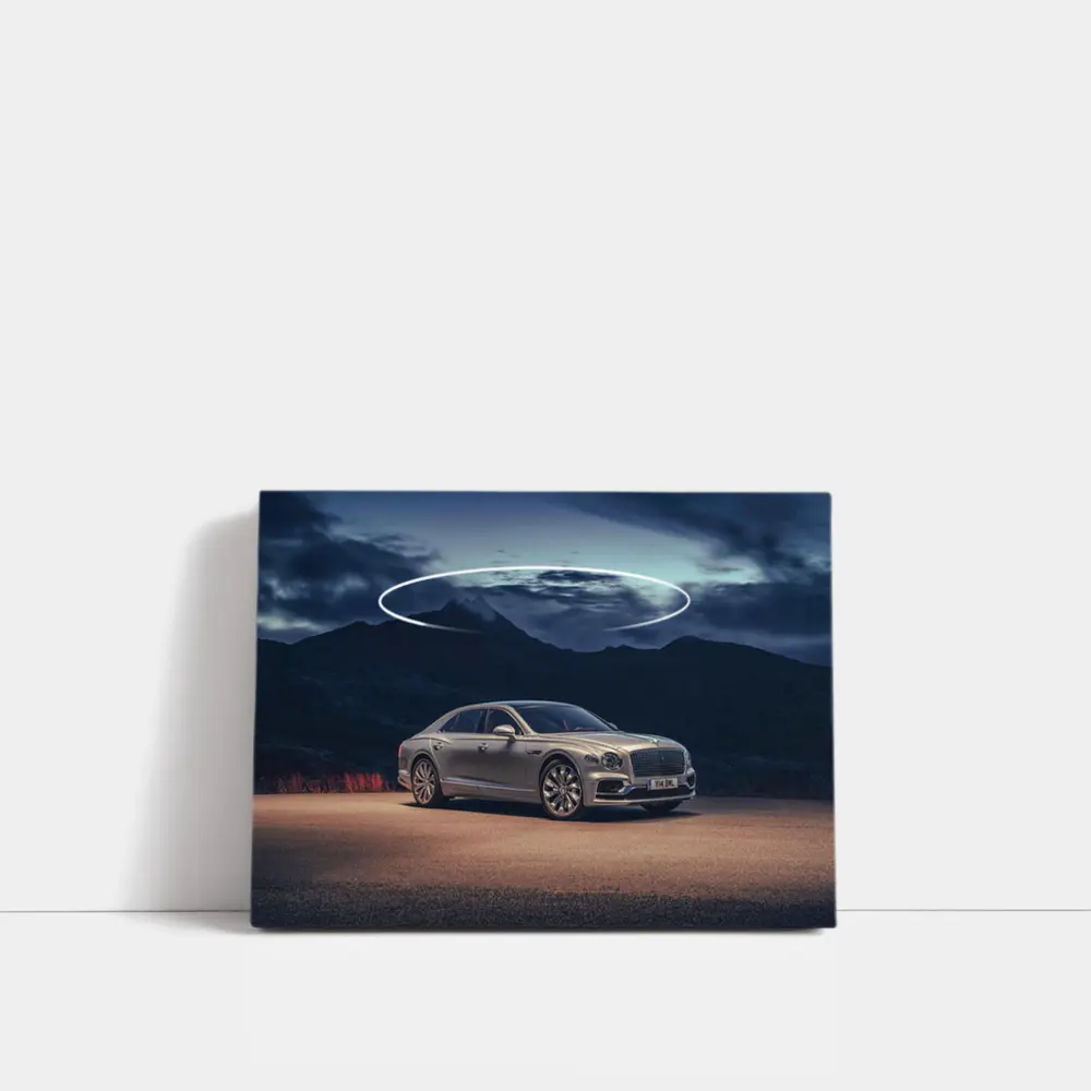 Bentley Flying Spur Silver Mountain Night Scene – Wall Art