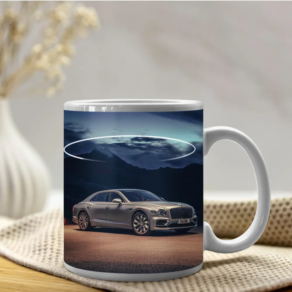 Bentley Flying Spur Silver Mountain Night Scene – Mugs