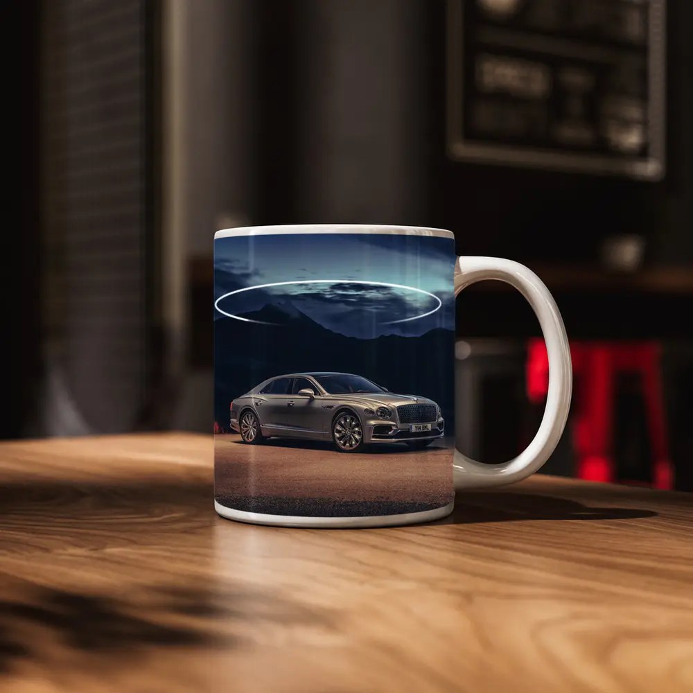 Bentley Flying Spur Silver Mountain Night Scene – Mugs