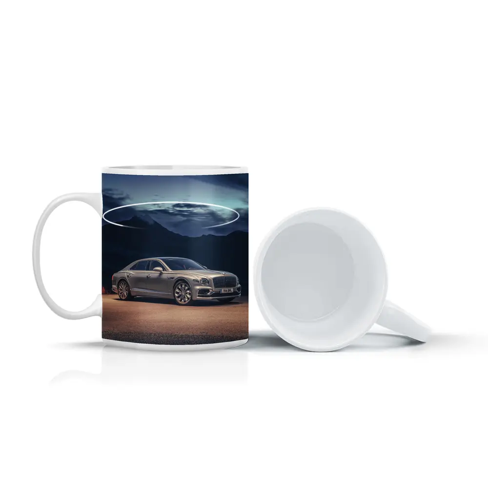 Bentley Flying Spur Silver Mountain Night Scene – Mugs