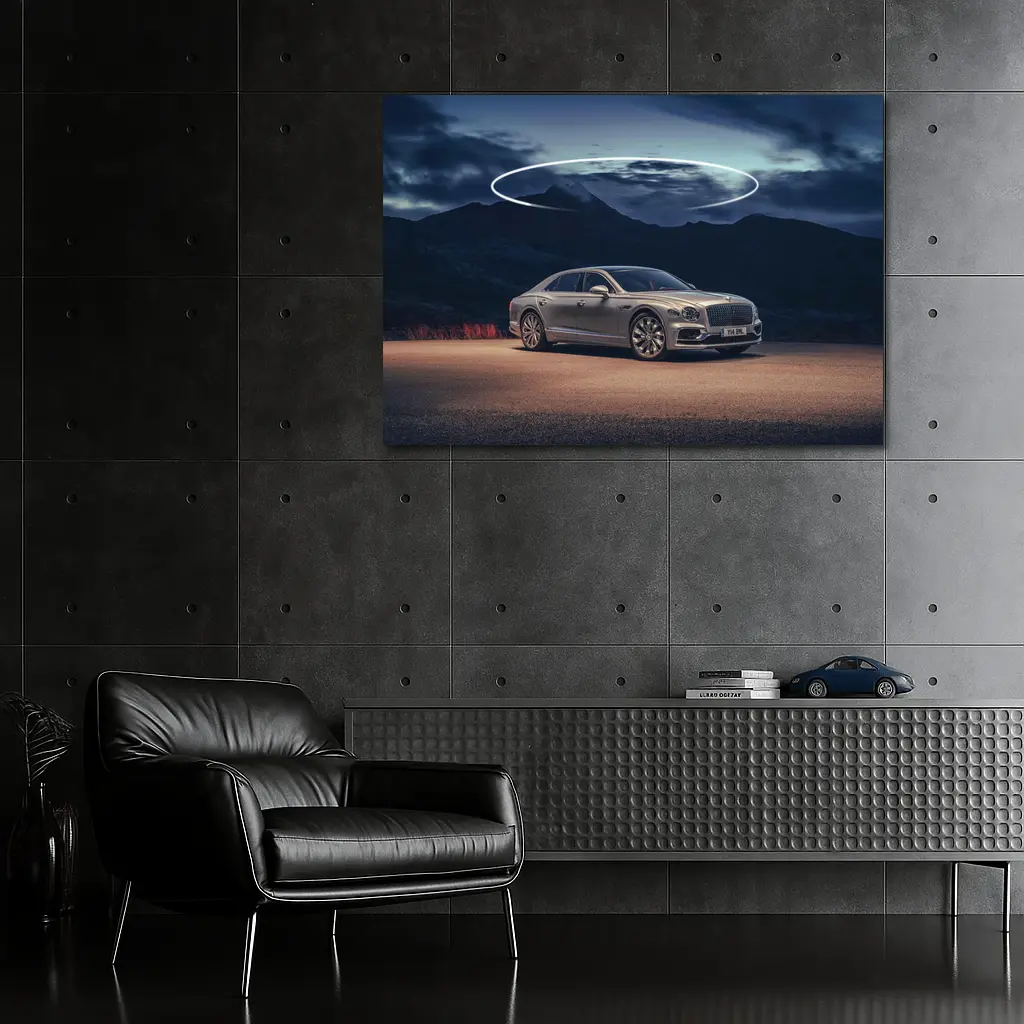 Bentley Flying Spur Silver Mountain Night Scene – Wall Art