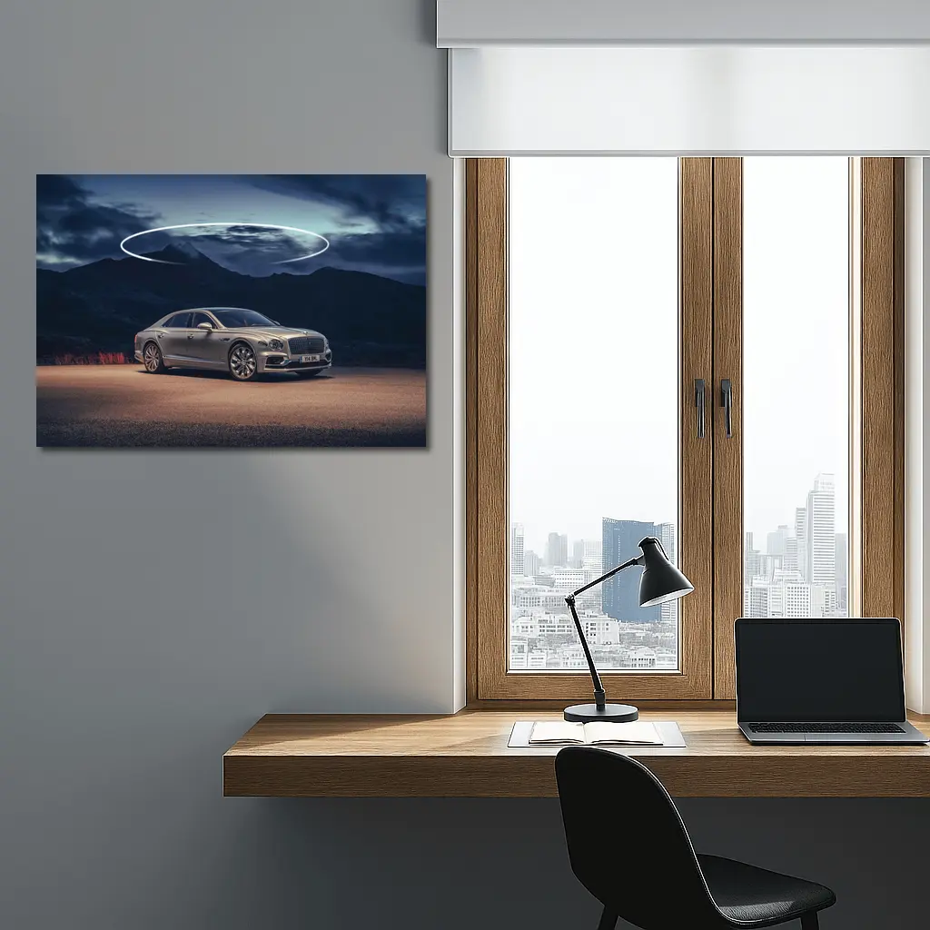 Bentley Flying Spur Silver Mountain Night Scene – Wall Art