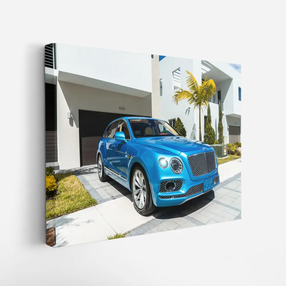 Bentley Bentayga Blue SUV Miami Driveway – Wall Art