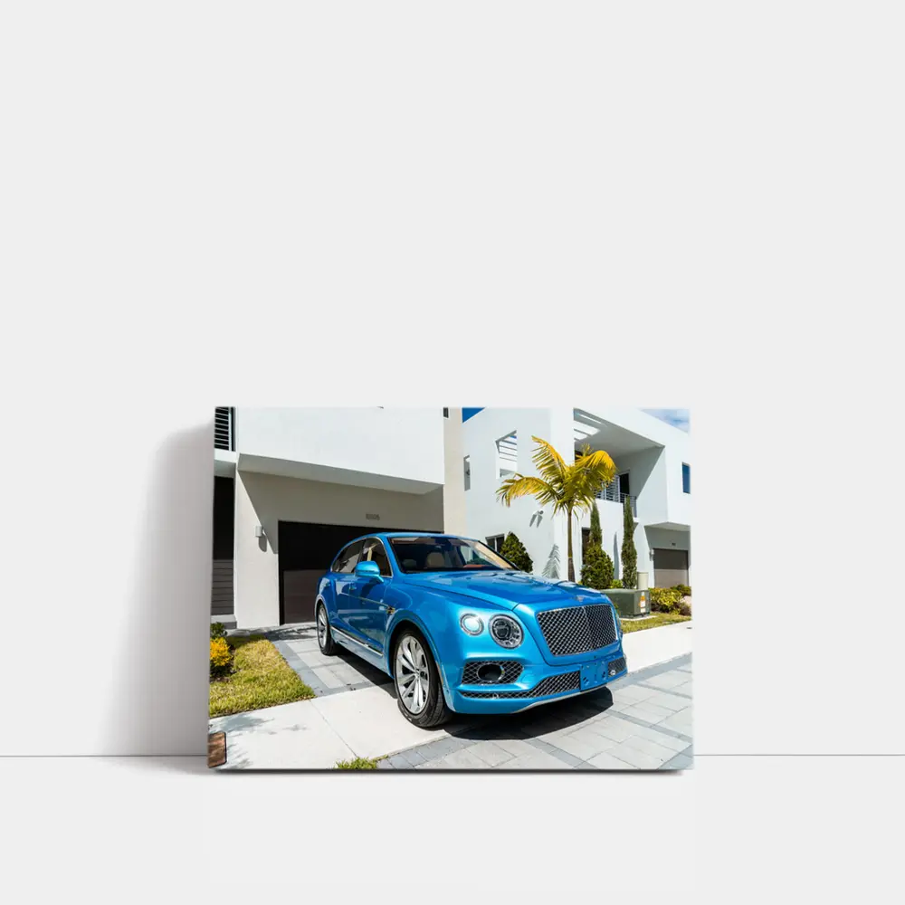 Bentley Bentayga Blue SUV Miami Driveway – Wall Art